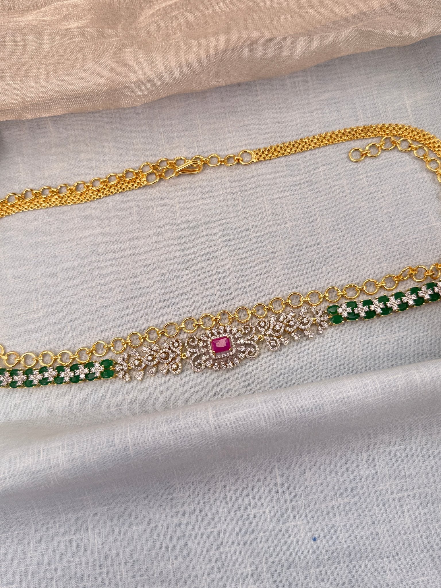 Luxurious Stone Chain Vaddanam Hip Belt 7263 - Mahilas