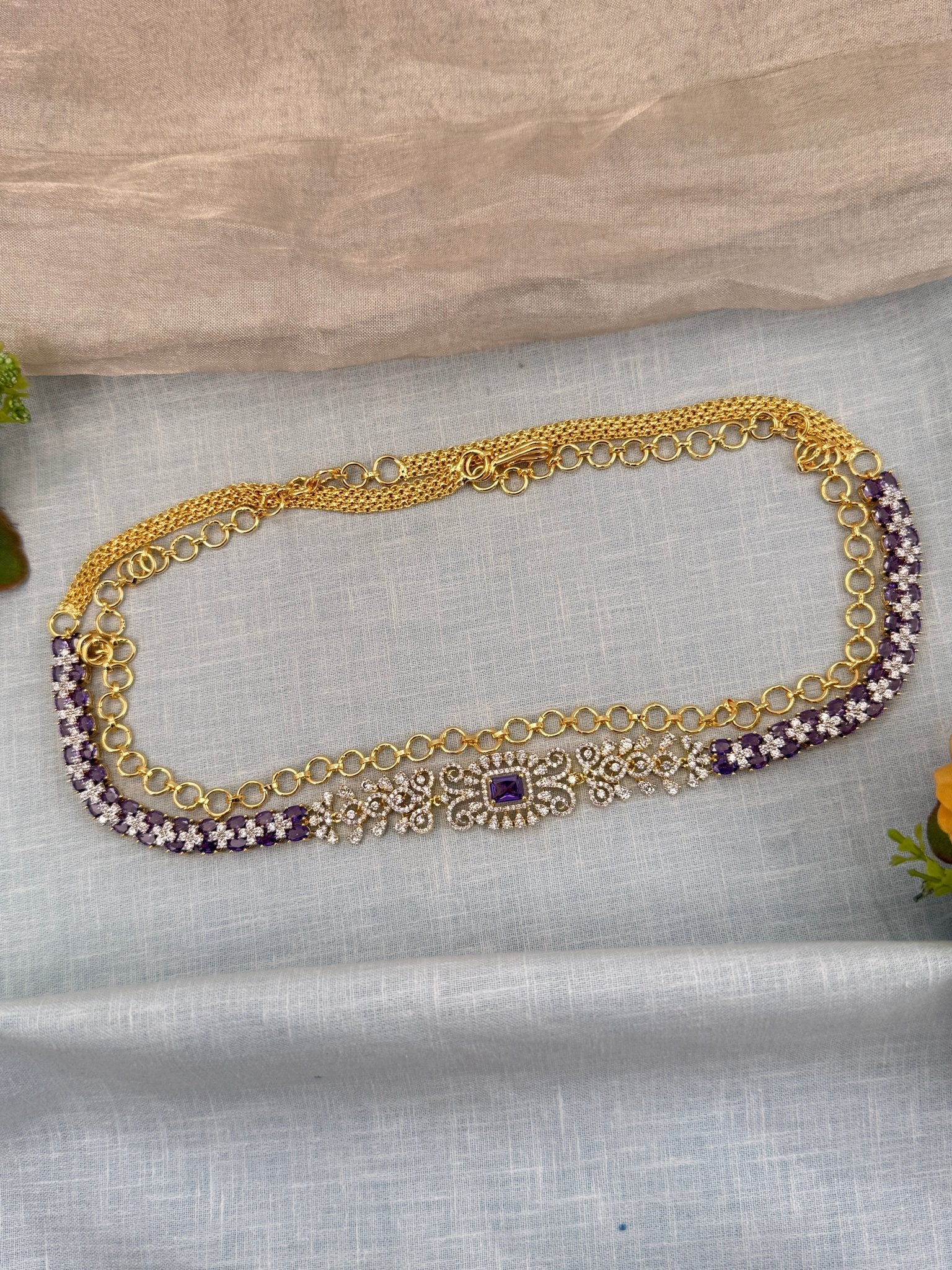 Luxurious Stone Chain Vaddanam Hip Belt 7267 - Mahilas