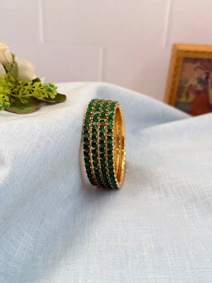 Luxurious Stone Gold Base Bangles 7053 - 11 Colors - Mahilas