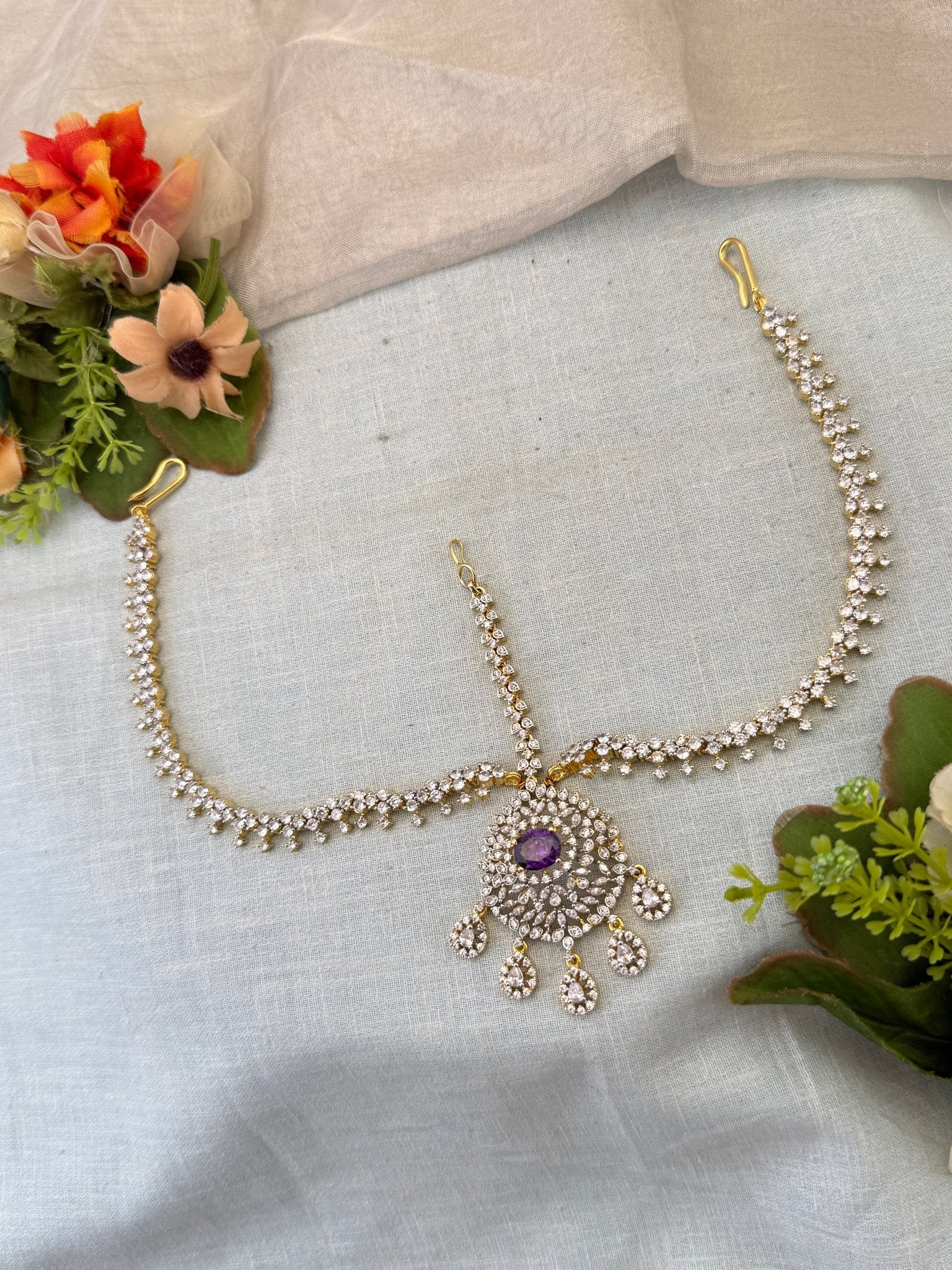 Luxurious Stone Mathapatti Maang Tikka 586 - Mahilas