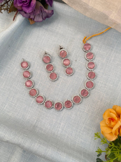 Luxurious Stone Short Necklace Set 466 - Mahilas