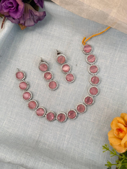 Luxurious Stone Short Necklace Set 466 - Mahilas