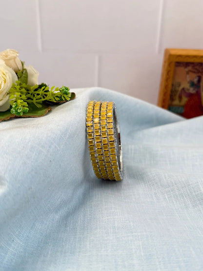 Luxurious Stone Silver Base Bangles 7052 - 8 Colors - Mahilas