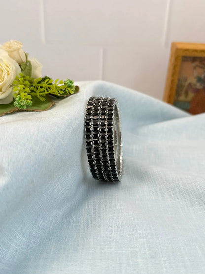 Luxurious Stone Silver Base Bangles 7052 - 8 Colors - Mahilas