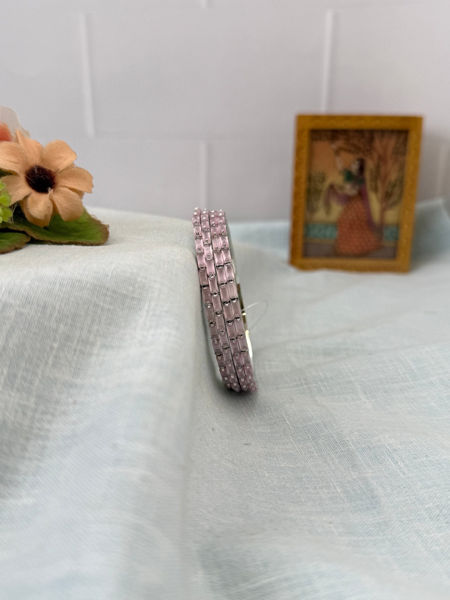 Luxurious Thin Stone Bangles Silver Base 7198 - 10 Colors - Mahilas