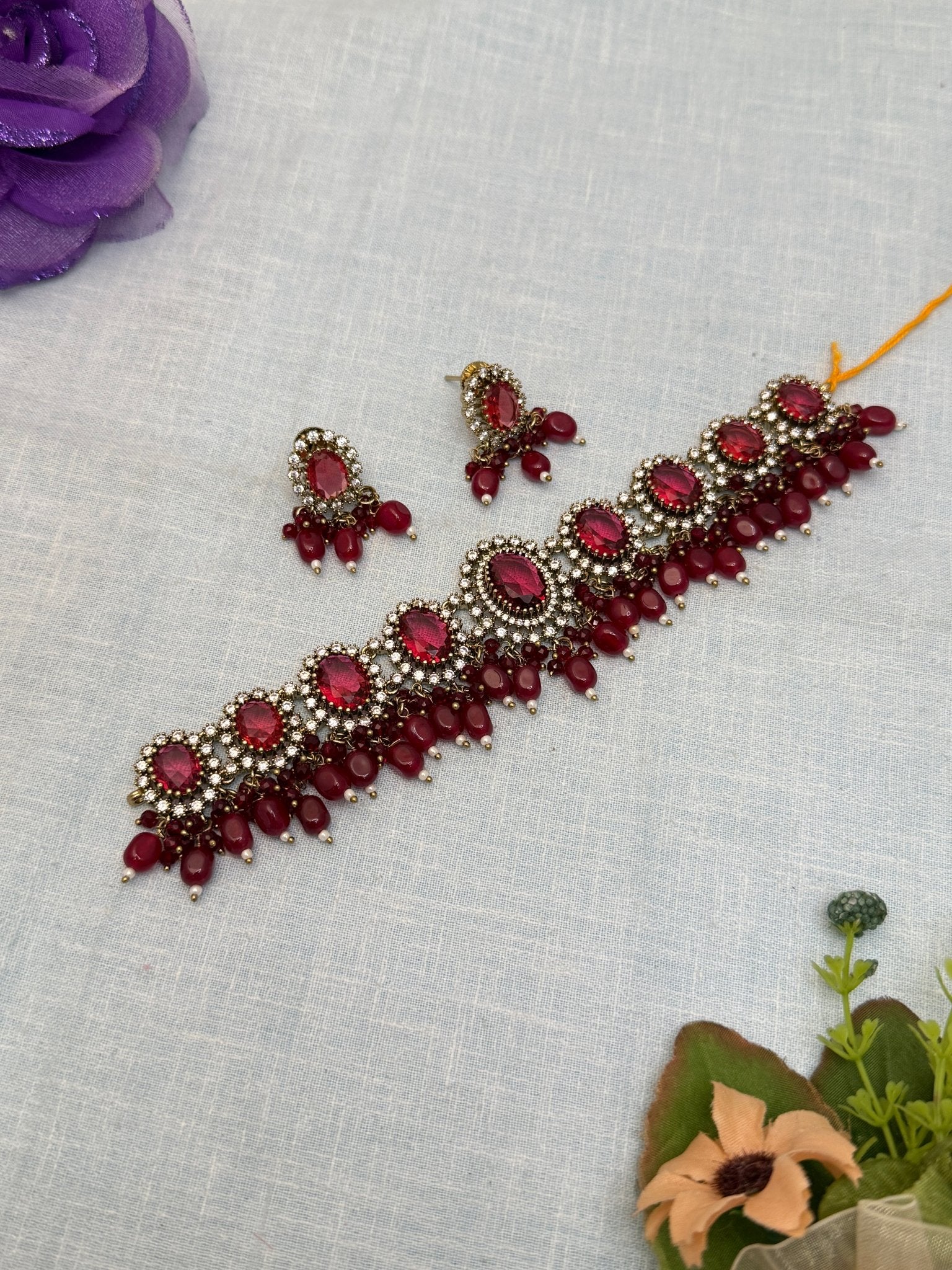 Luxurious Victorian Choker Necklace 1097 - 5 Color Options - Mahilas