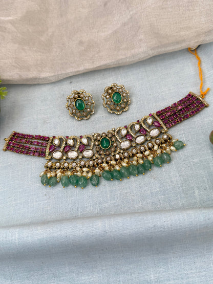 Luxurious Victorian Choker Necklace Set 652 - Mahilas