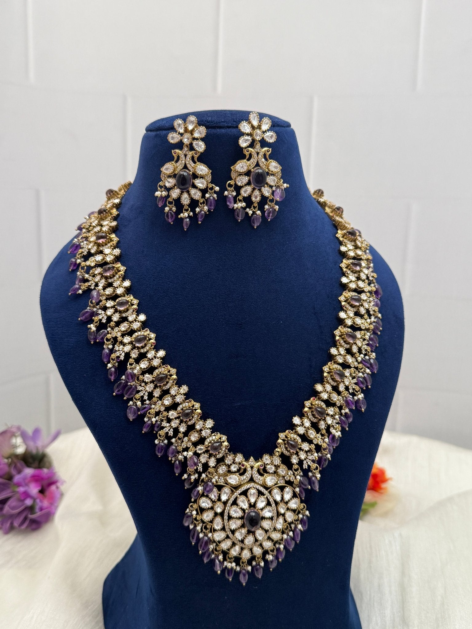 Luxurious Victorian Kundan Necklace Set 175 - 6 Colors - Mahilas