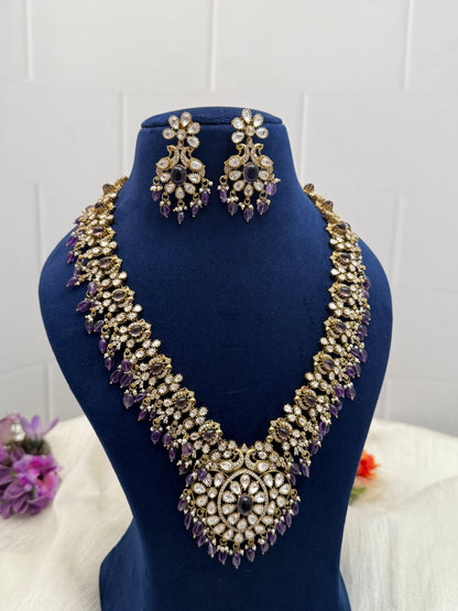 Luxurious Victorian Kundan Necklace Set 175 - 6 Colors - Mahilas