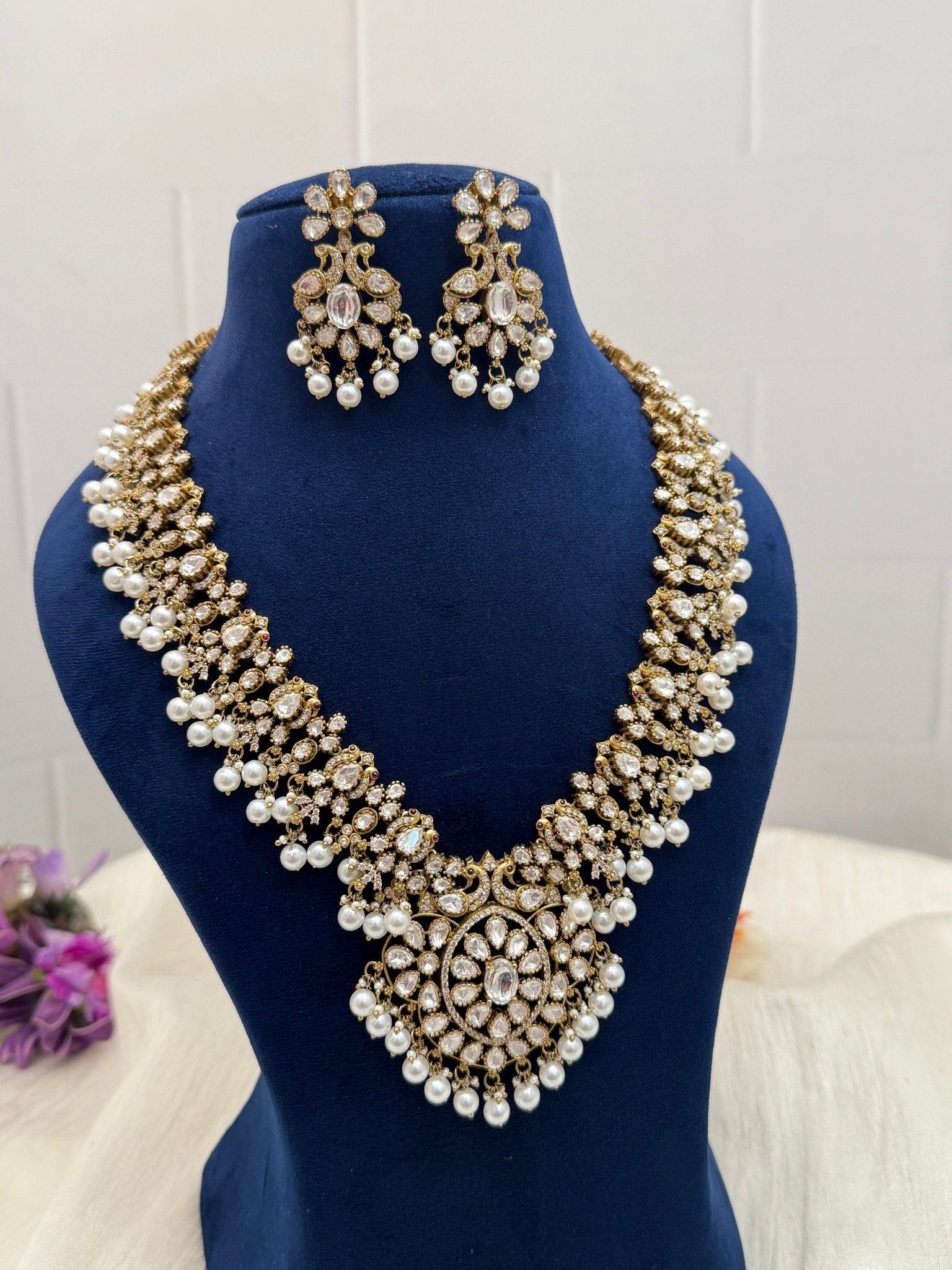 Luxurious Victorian Kundan Necklace Set 175 - 6 Colors - Mahilas