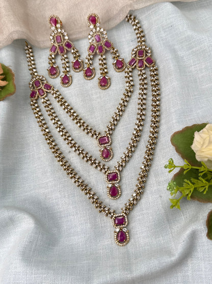 Luxurious Victorian Layer Mid Long Necklace Set 681 - Mahilas