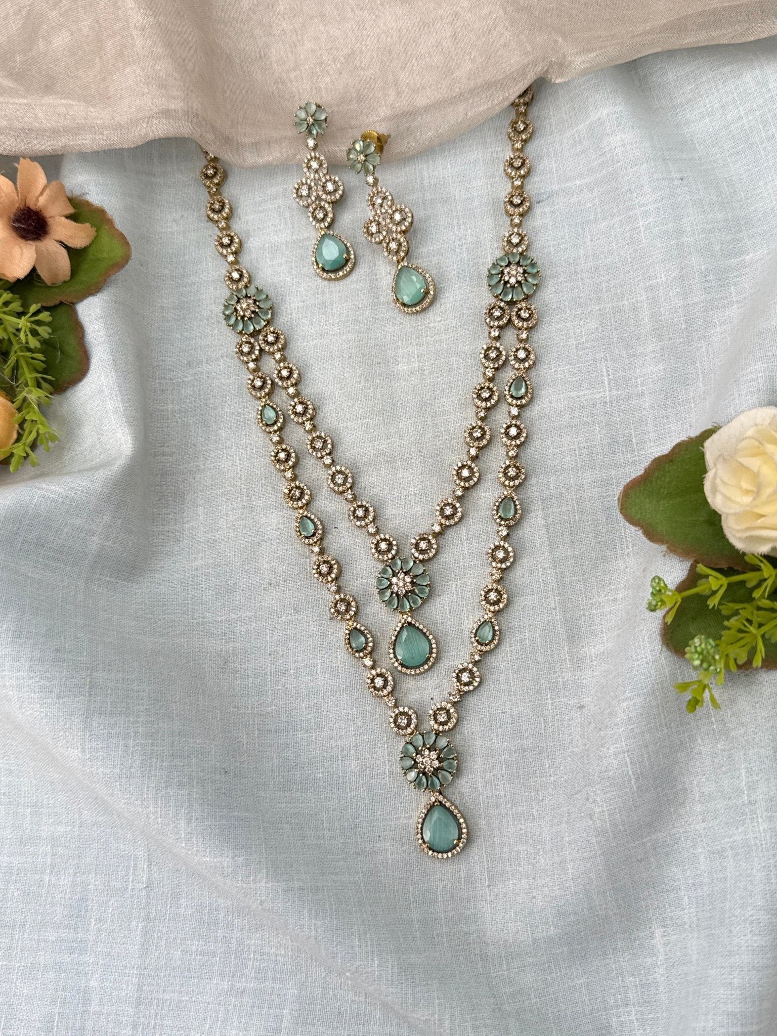 Luxurious Victorian Layer Mid Long Necklace Set 684 - Mahilas