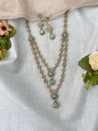 Luxurious Victorian Layer Mid Long Necklace Set 684 - Mahilas
