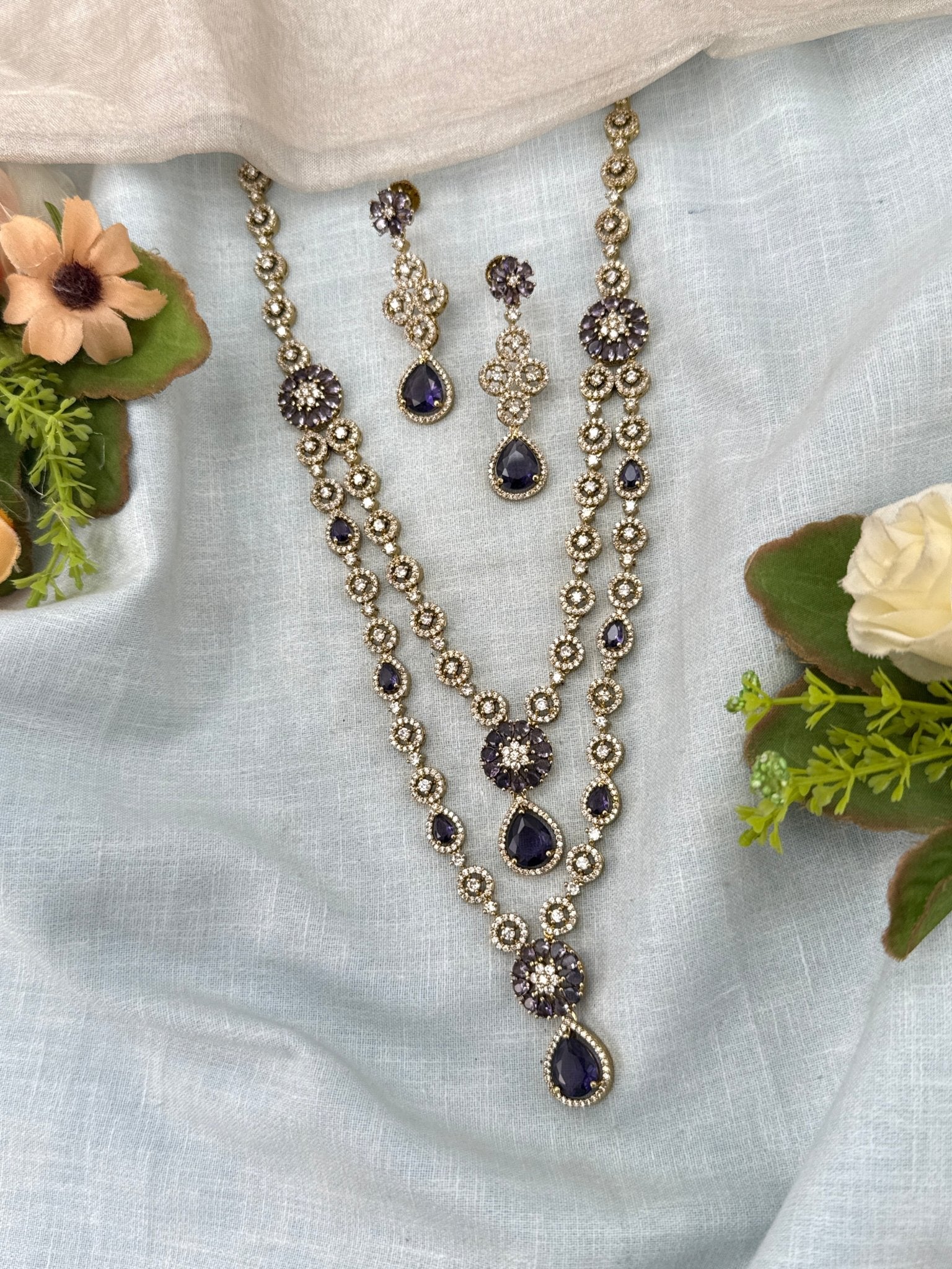 Luxurious Victorian Layer Mid Long Necklace Set 685 - Mahilas