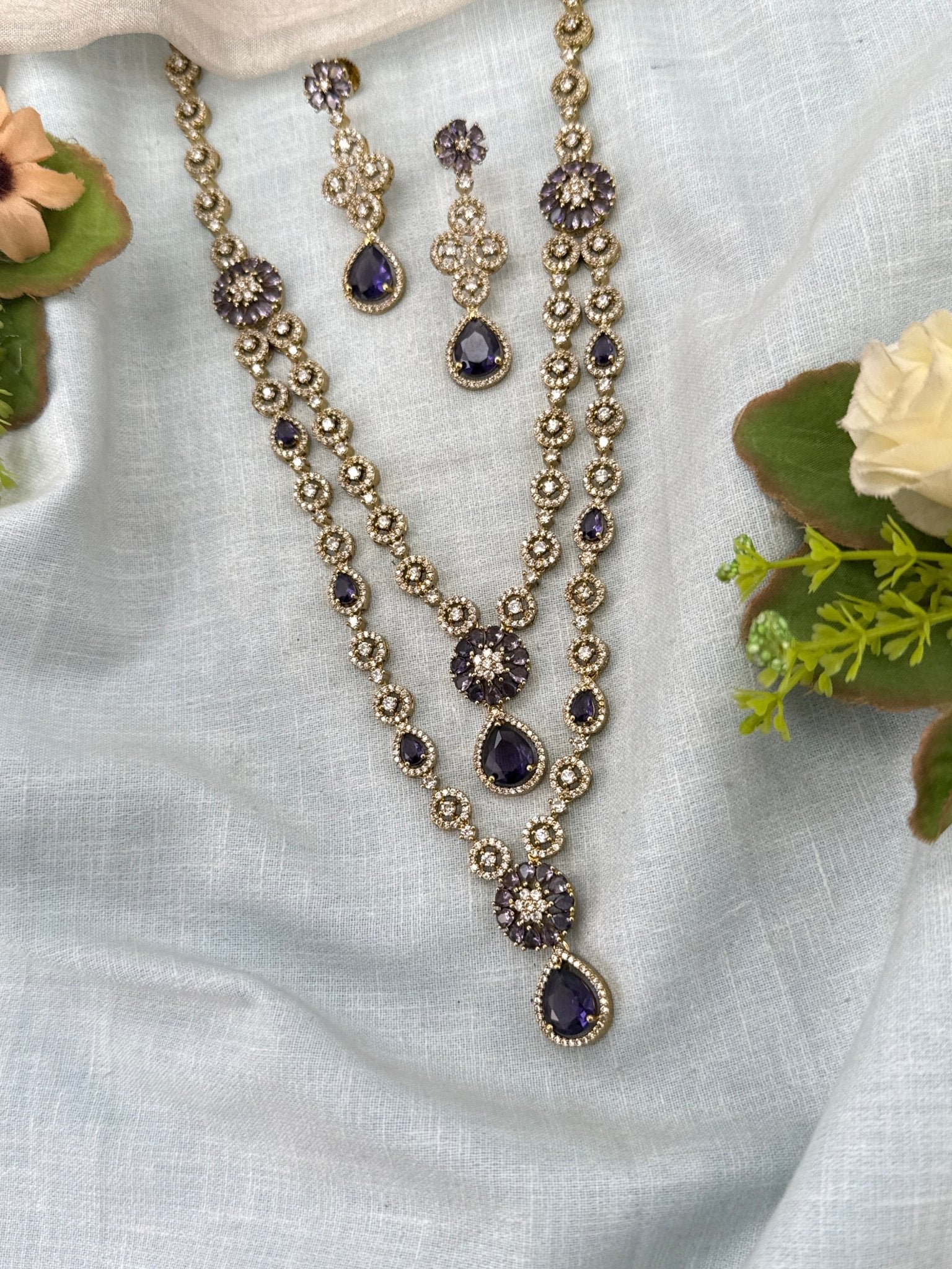 Luxurious Victorian Layer Mid Long Necklace Set 685 - Mahilas
