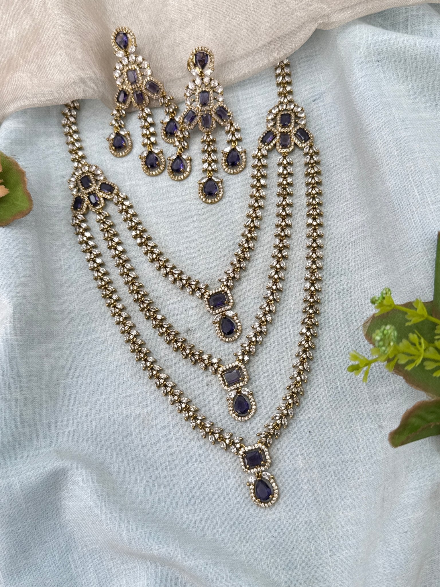 Luxurious Victorian Layer Mid Long Necklace Set 687 - Mahilas