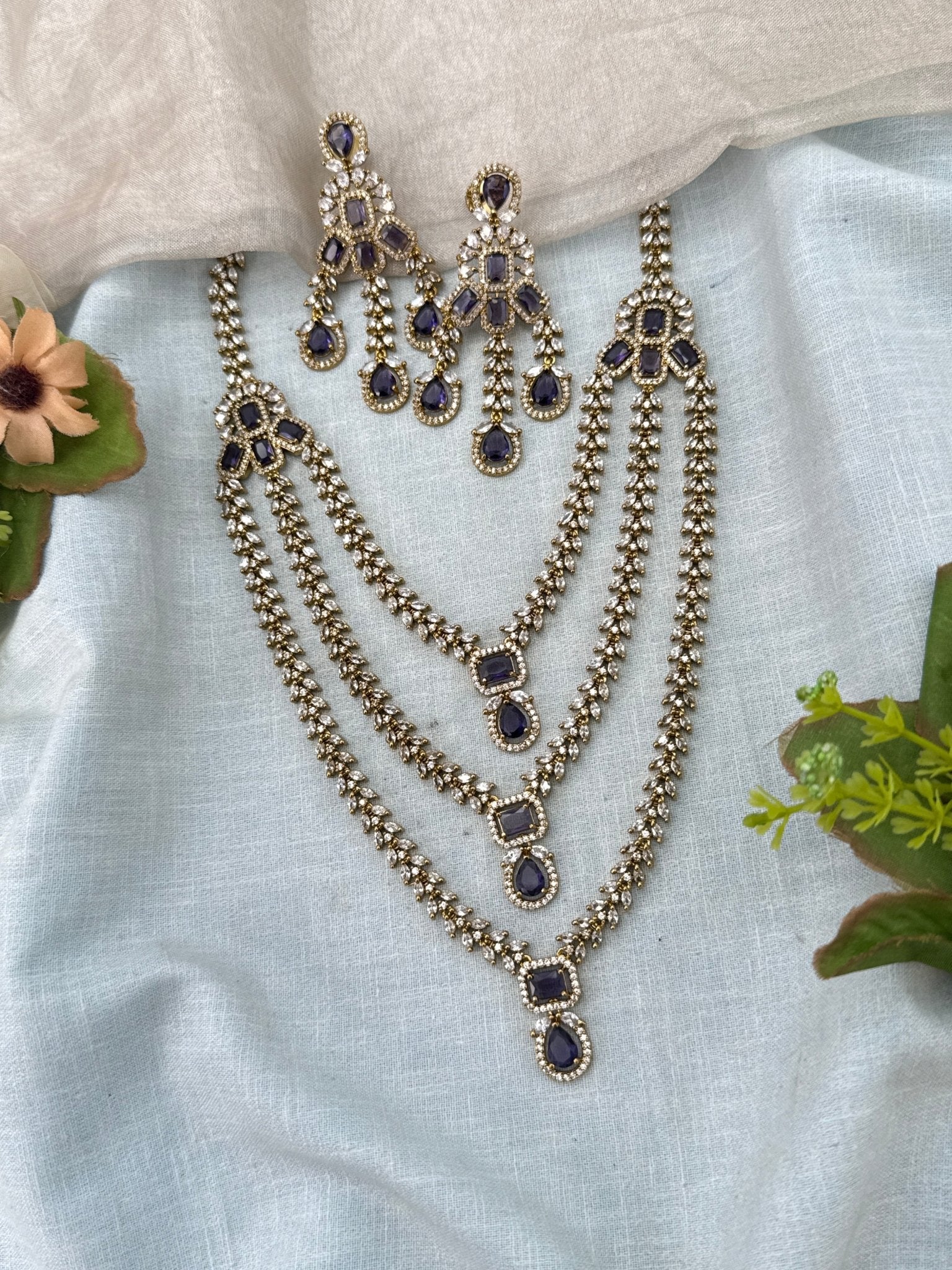 Luxurious Victorian Layer Mid Long Necklace Set 687 - Mahilas