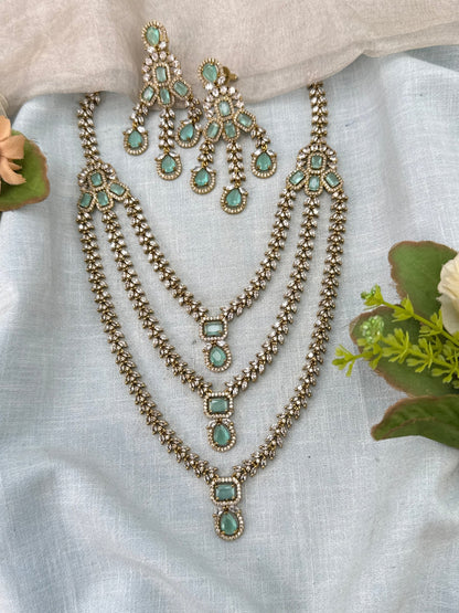 Luxurious Victorian Layer Mid Long Necklace Set 688 - Mahilas