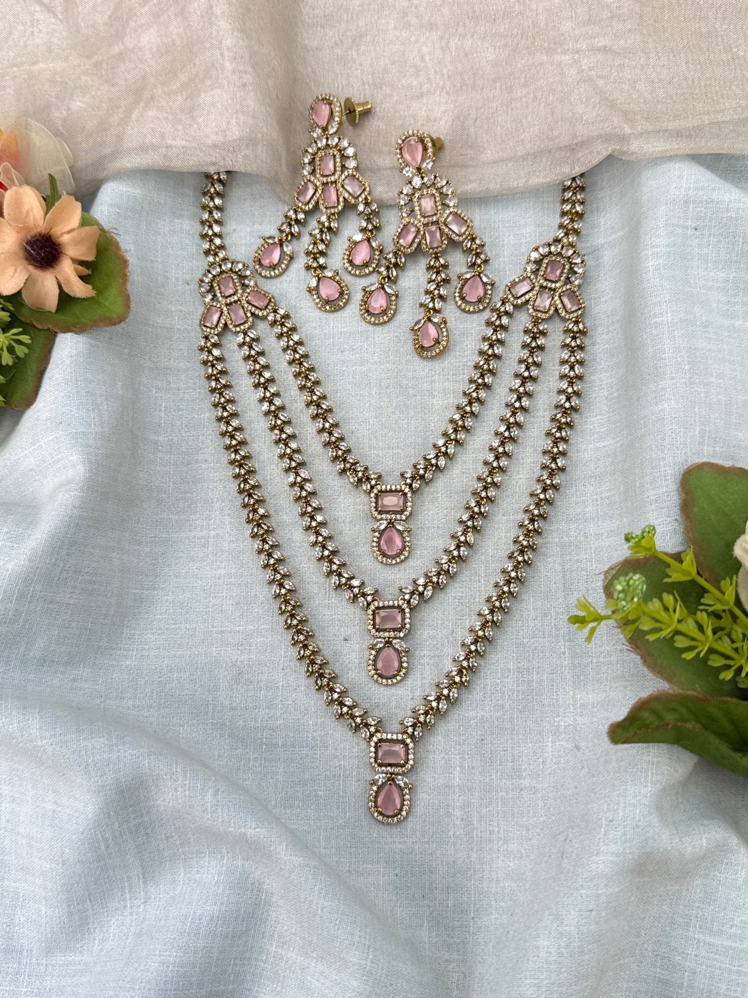 Luxurious Victorian Layer Mid Long Necklace Set 689 - Mahilas
