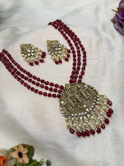 Luxurious Victorian Layer Ram Parivar Necklace Set 194 - Mahilas