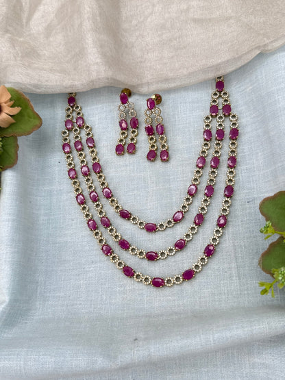 Luxurious Victorian Layer Short Necklace Set 696 - Mahilas