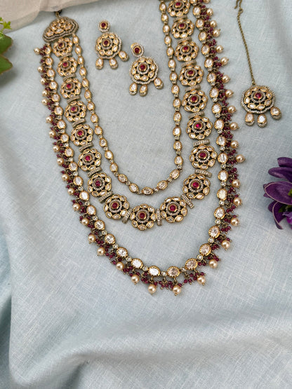Luxurious Victorian Layered Maharani Statement Necklace Set 667 - Mahilas