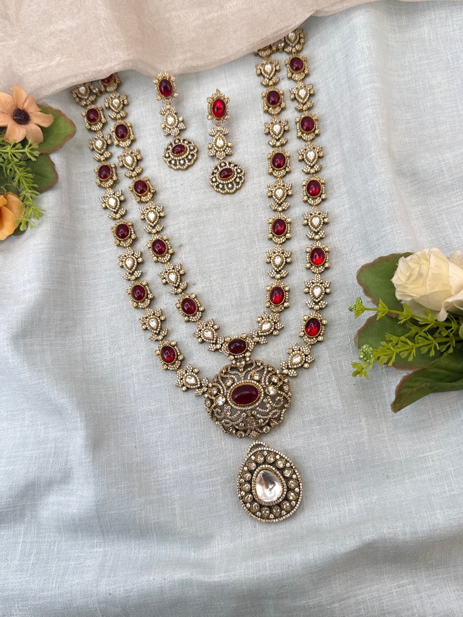 Luxurious Victorian Mid Long Necklace Set 724 - Mahilas
