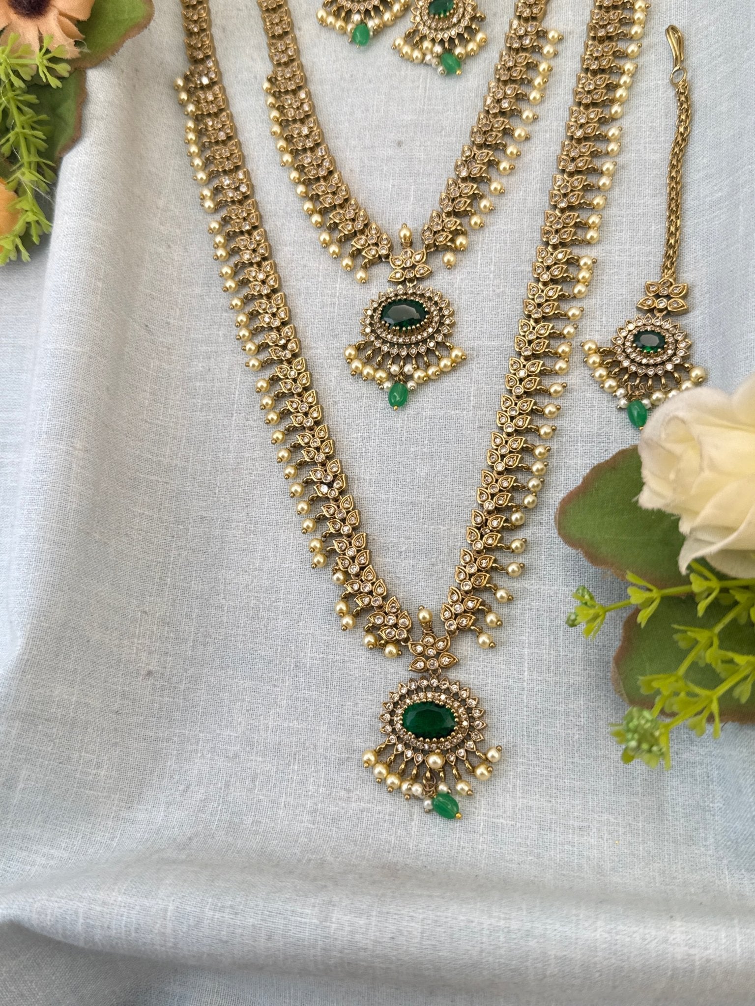 Luxurious Victorian Semi Bridal Neckalce Set 732 - Mahilas