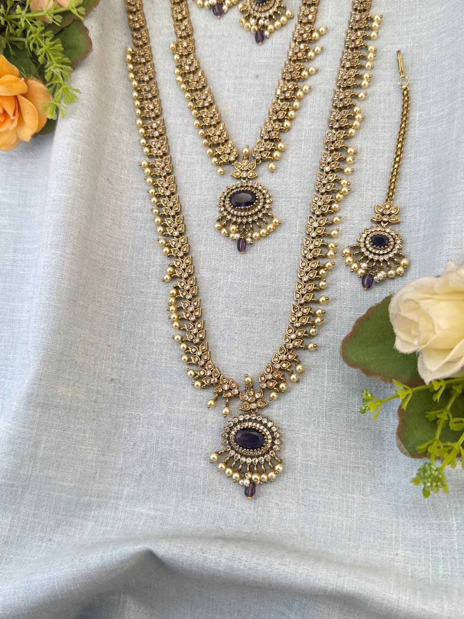 Luxurious Victorian Semi Bridal Neckalce Set 733 - Mahilas