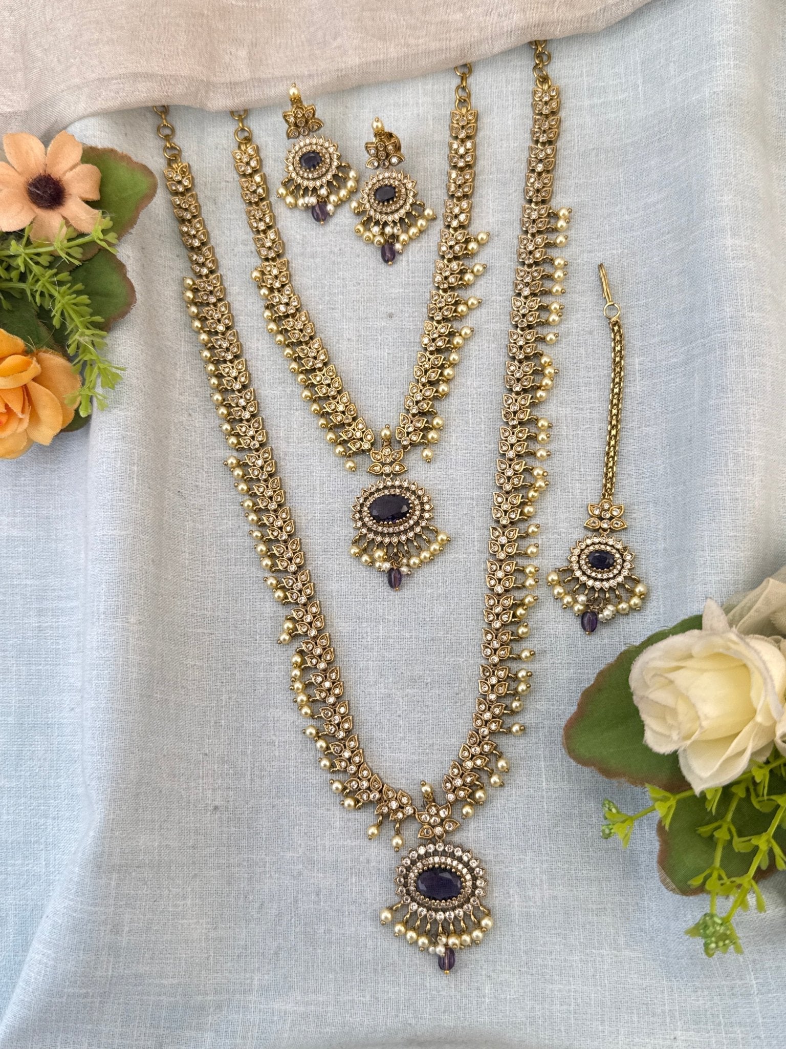 Luxurious Victorian Semi Bridal Neckalce Set 733 - Mahilas