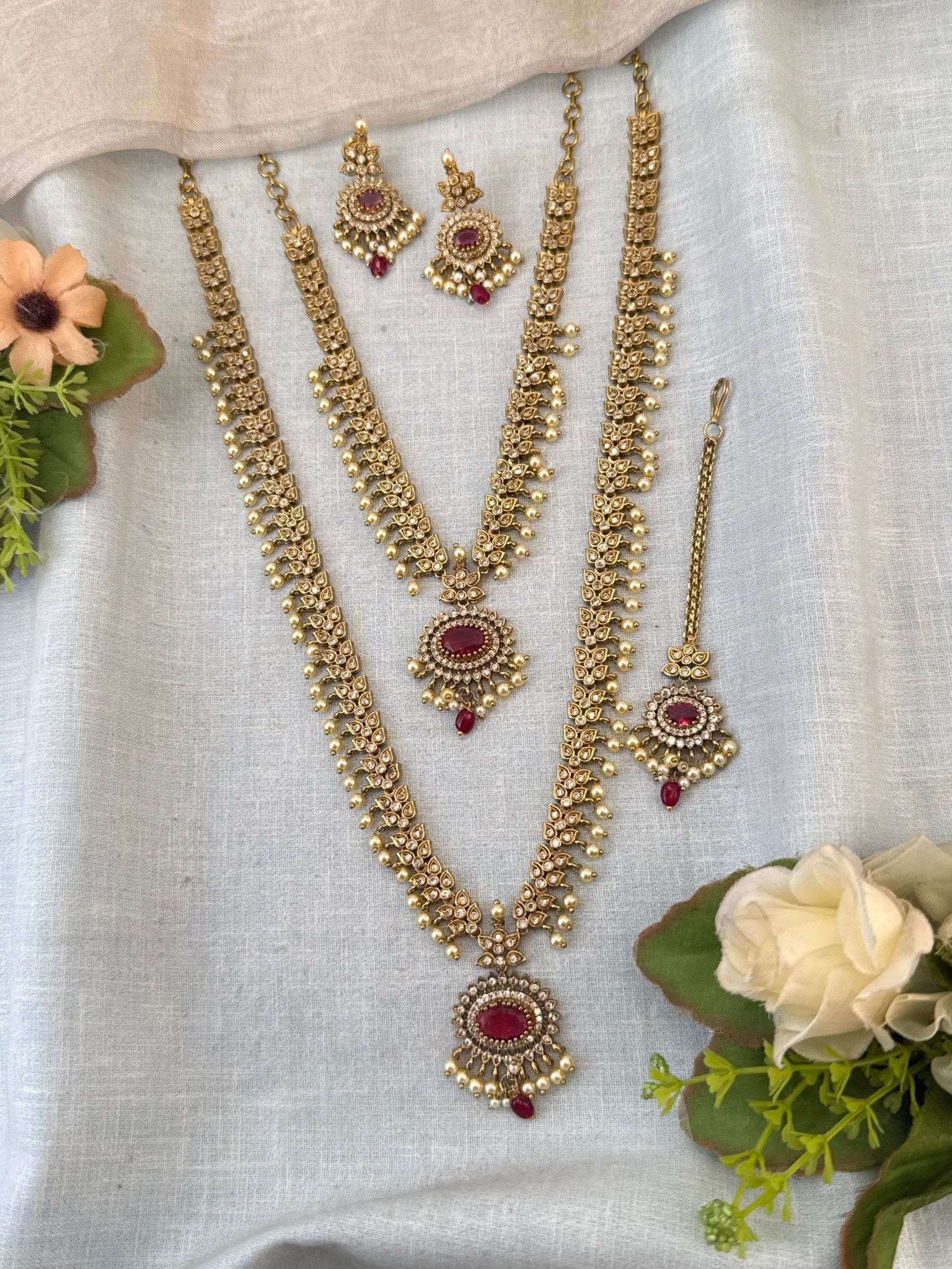 Luxurious Victorian Semi Bridal Neckalce Set 735 - Mahilas