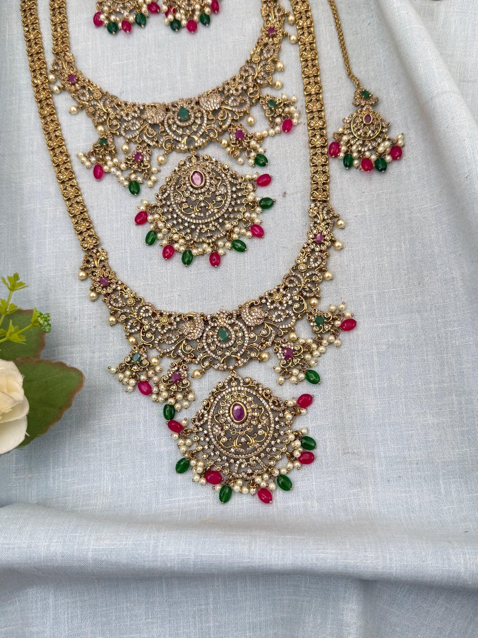 Luxurious Victorian Semi Bridal Necklace Set 563 - Mahilas