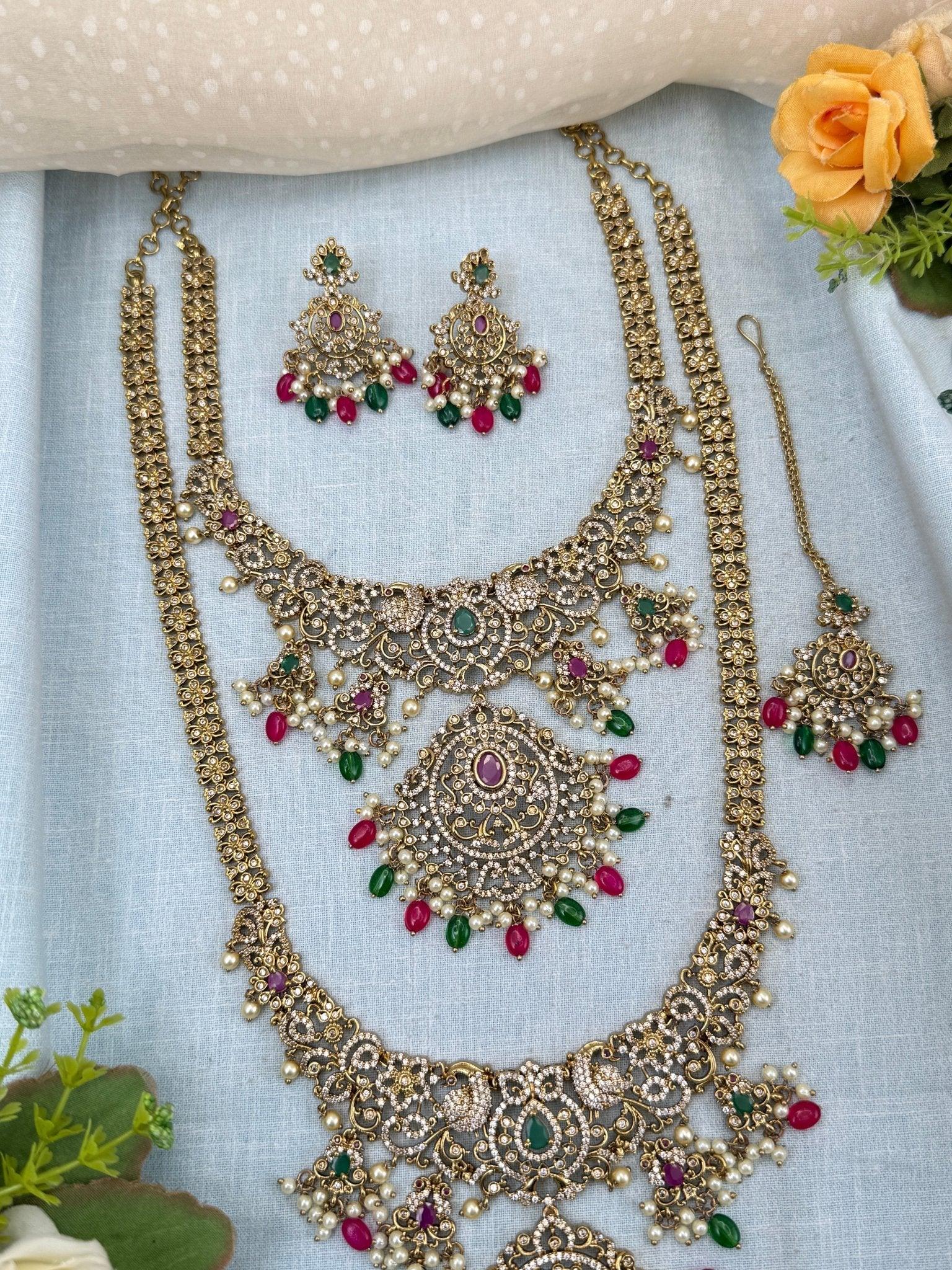 Luxurious Victorian Semi Bridal Necklace Set 563 - Mahilas
