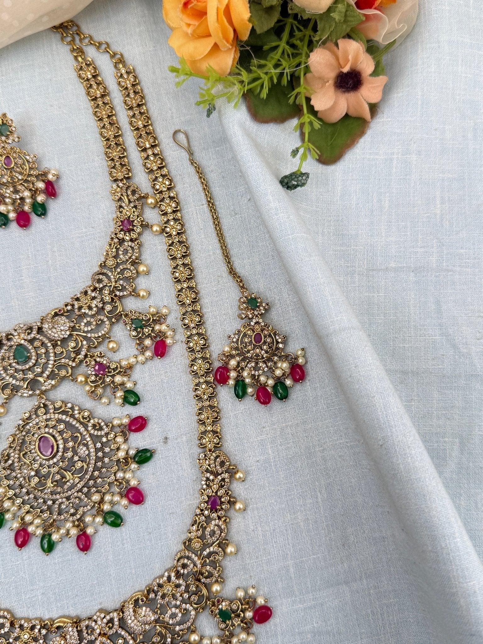 Luxurious Victorian Semi Bridal Necklace Set 563 - Mahilas