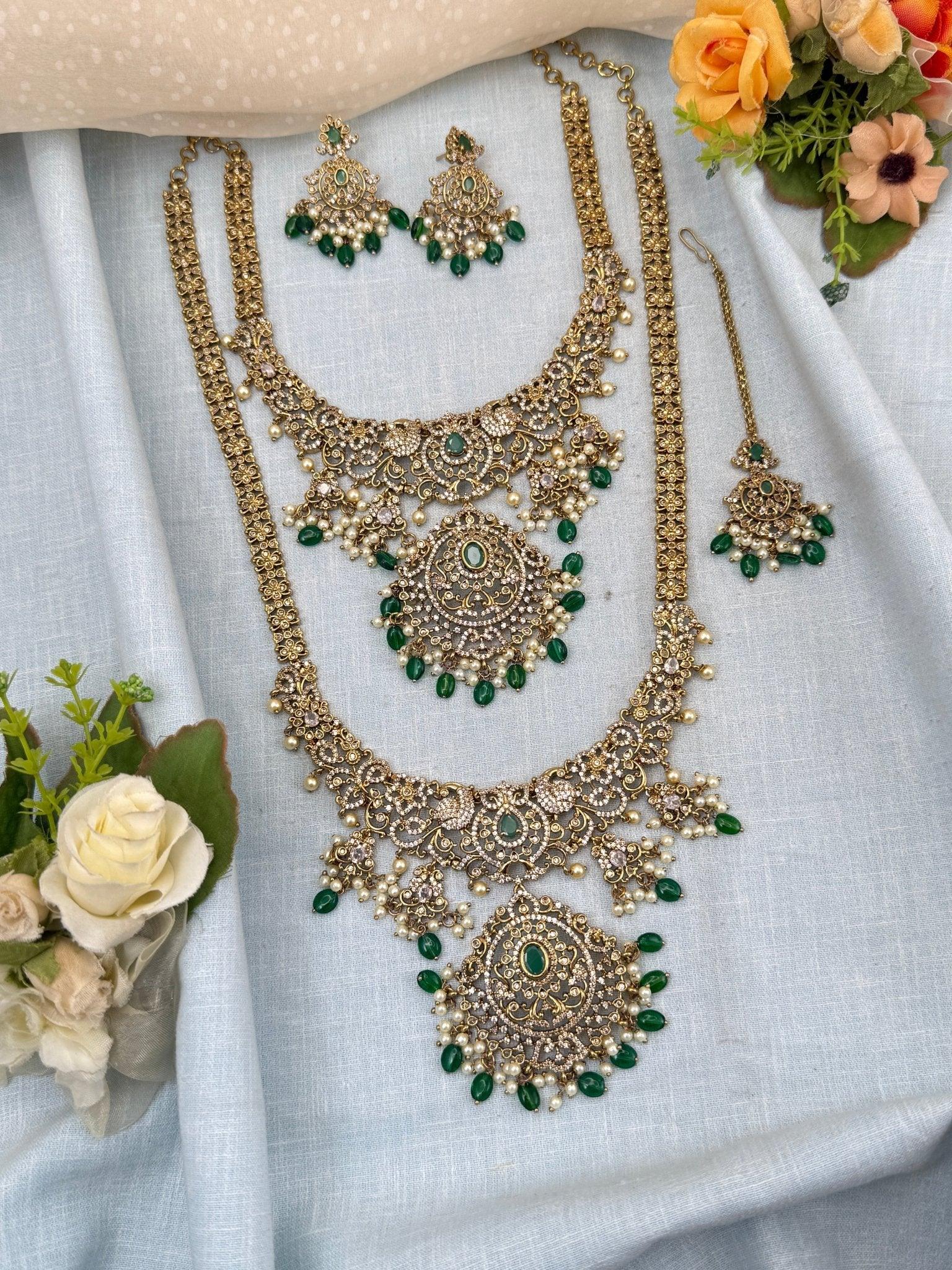 Luxurious Victorian Semi Bridal Necklace Set 564 - Mahilas