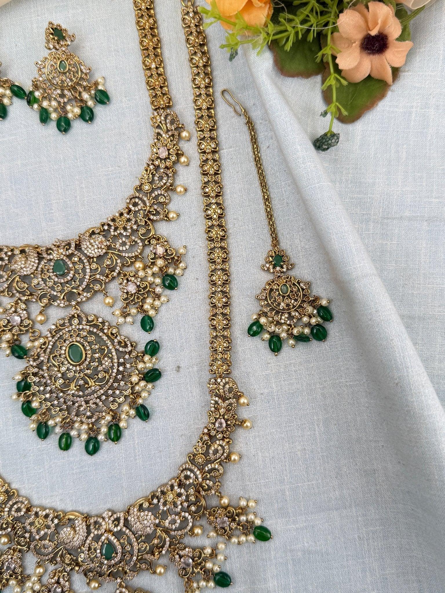 Luxurious Victorian Semi Bridal Necklace Set 564 - Mahilas