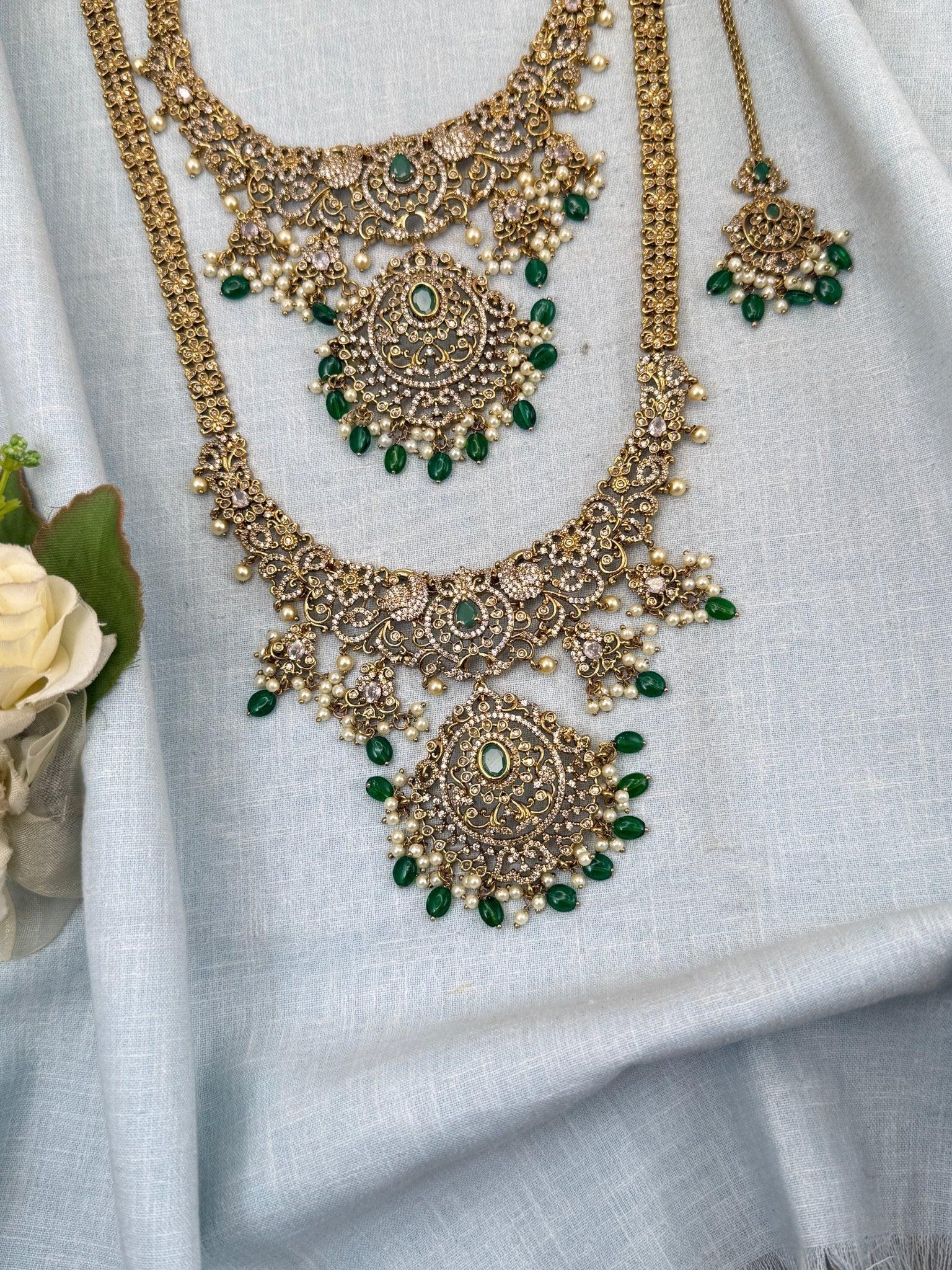 Luxurious Victorian Semi Bridal Necklace Set 564 - Mahilas