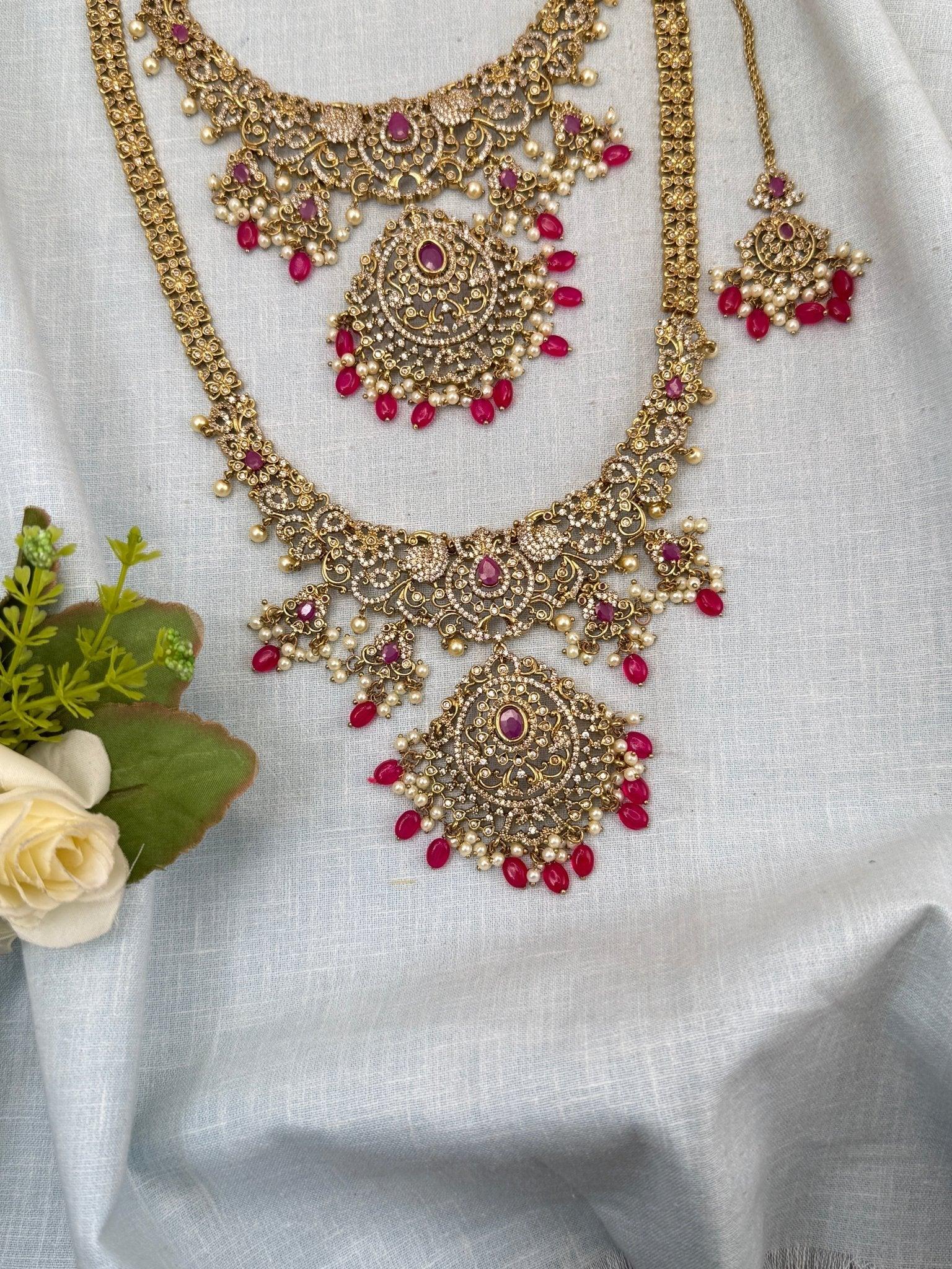 Luxurious Victorian Semi Bridal Necklace Set 565 - Mahilas