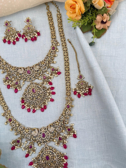 Luxurious Victorian Semi Bridal Necklace Set 565 - Mahilas