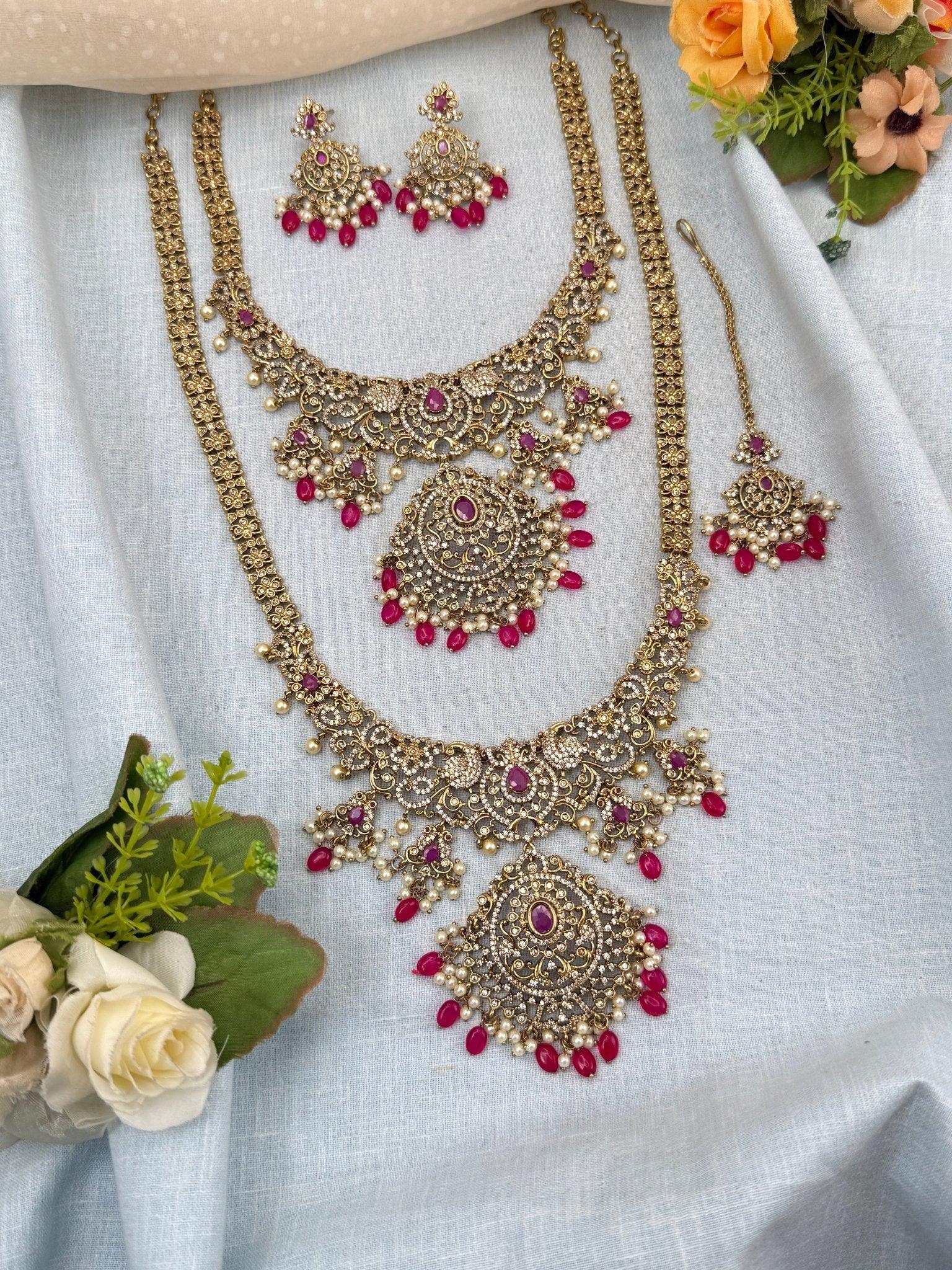 Luxurious Victorian Semi Bridal Necklace Set 565 - Mahilas