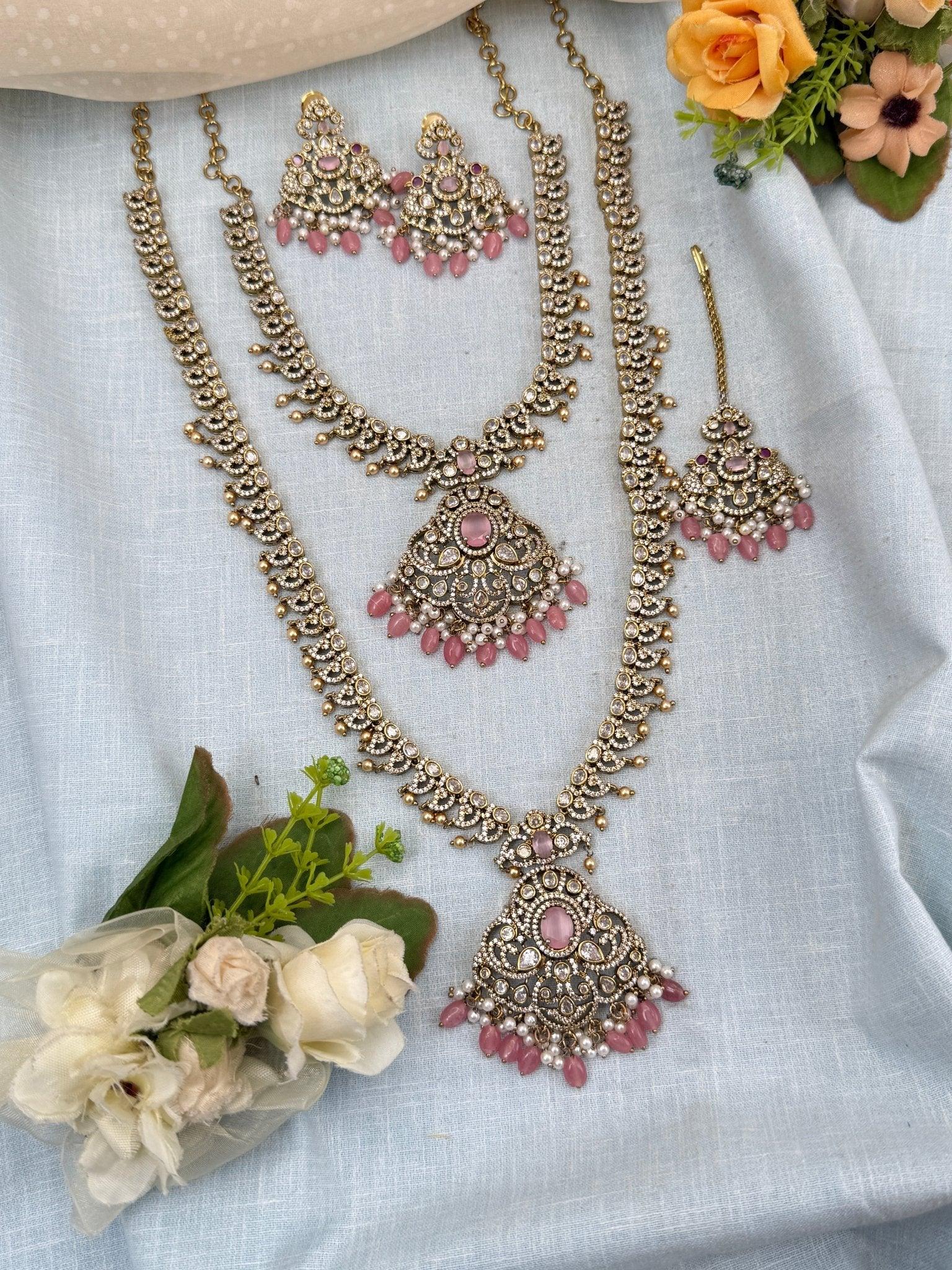 Luxurious Victorian Semi Bridal Necklace Set 566 - Mahilas