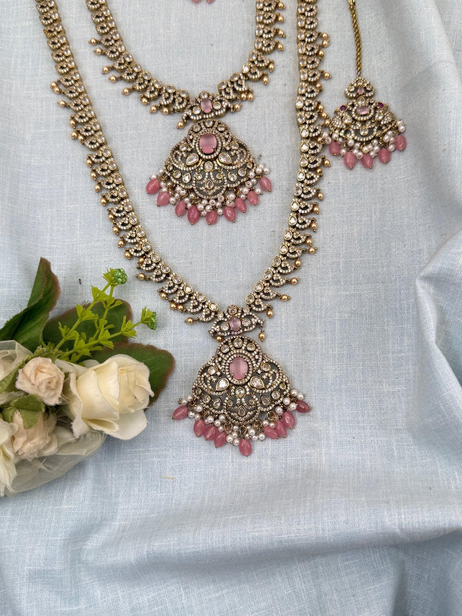 Luxurious Victorian Semi Bridal Necklace Set 566 - Mahilas