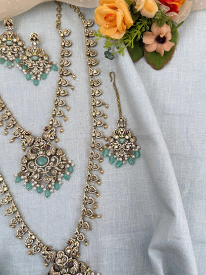 Luxurious Victorian Semi Bridal Necklace Set 567 - Mahilas