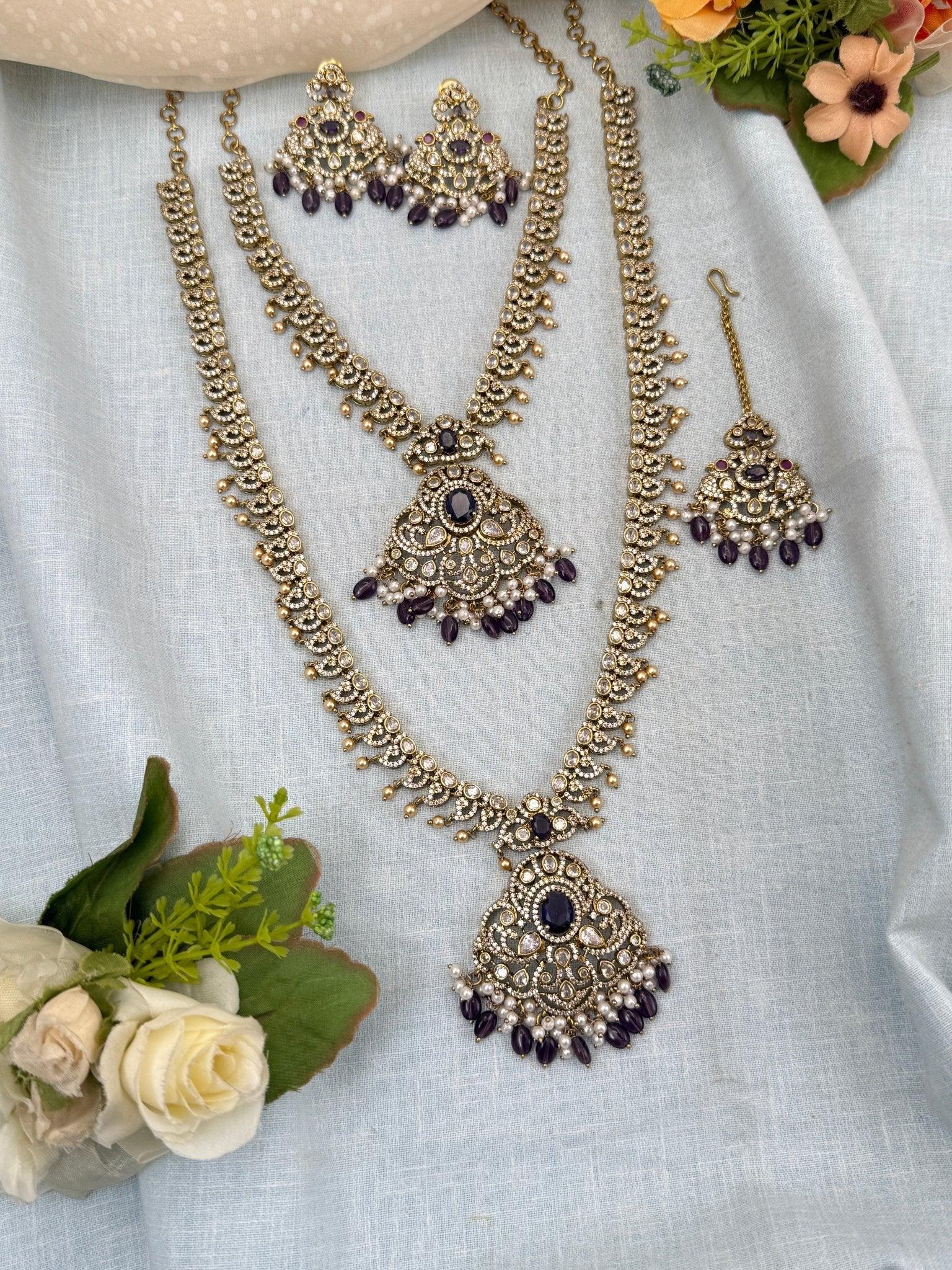 Luxurious Victorian Semi Bridal Necklace Set 568 - Mahilas