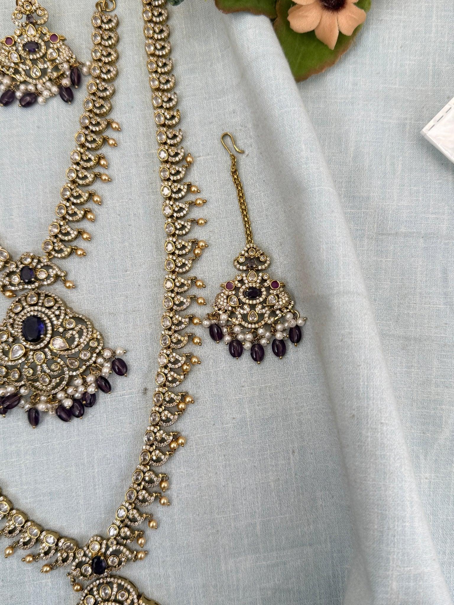 Luxurious Victorian Semi Bridal Necklace Set 568 - Mahilas