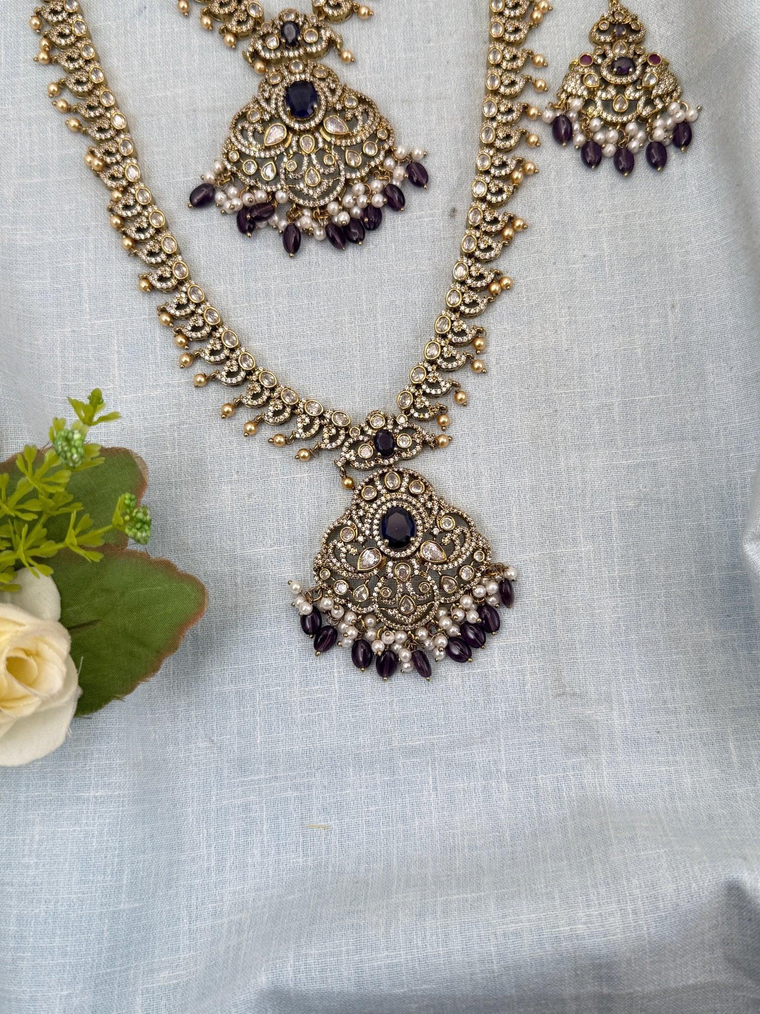 Luxurious Victorian Semi Bridal Necklace Set 568 - Mahilas