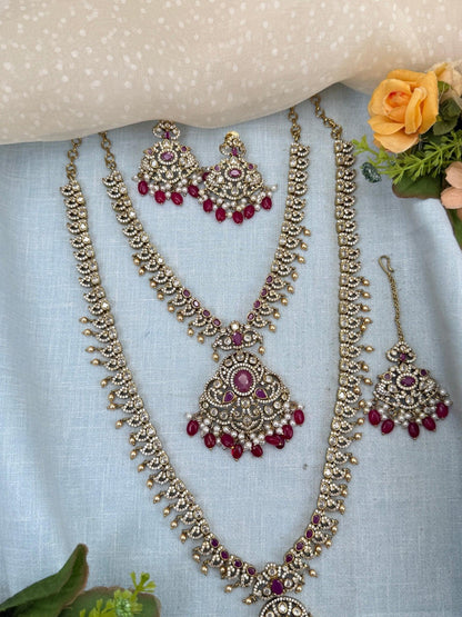 Luxurious Victorian Semi Bridal Necklace Set 569 - Mahilas