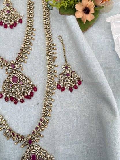 Luxurious Victorian Semi Bridal Necklace Set 569 - Mahilas