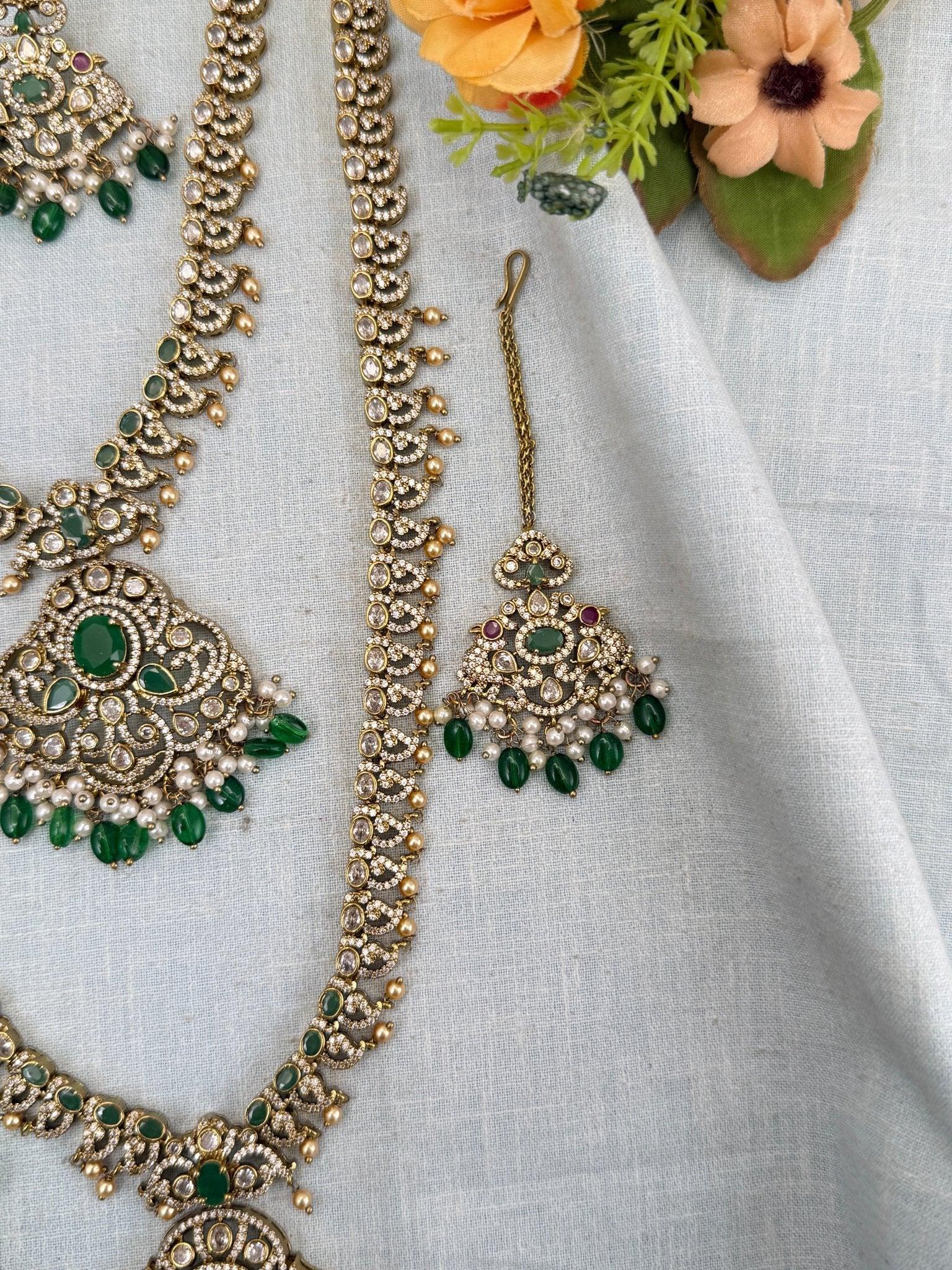 Luxurious Victorian Semi Bridal Necklace Set 570 - Mahilas