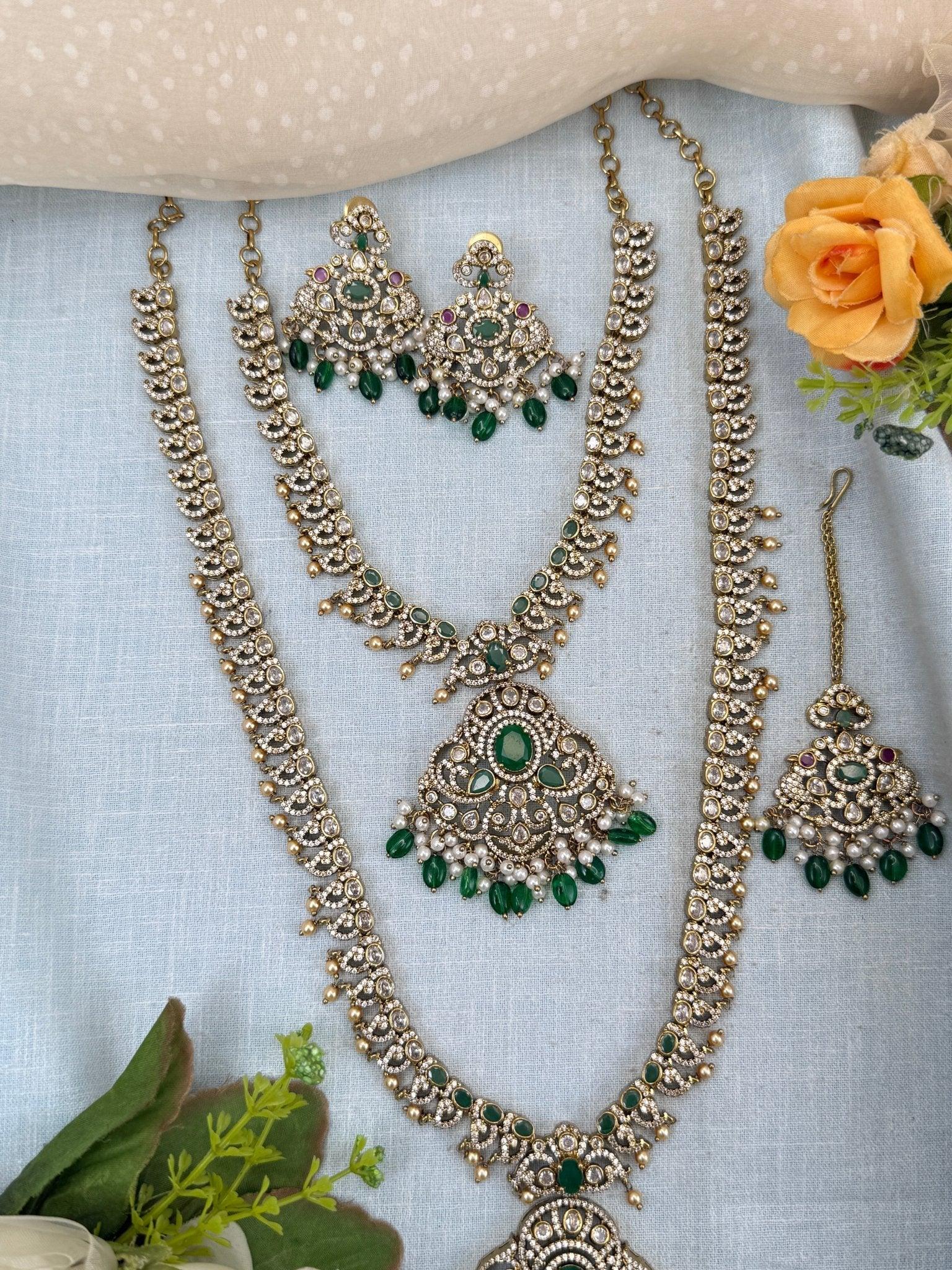 Luxurious Victorian Semi Bridal Necklace Set 570 - Mahilas